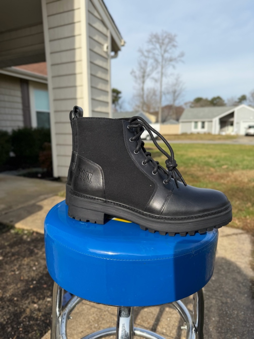 Harley-Davidson Black Lace-Up Motorcycle Boots